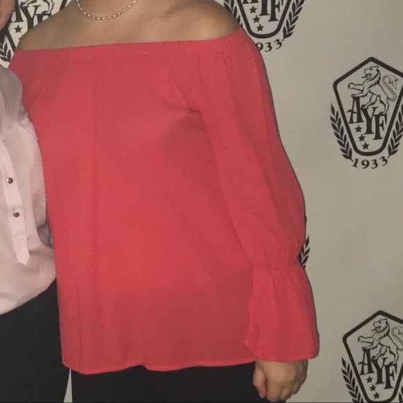 Sanctuary Dark Coral Off Shoulder Long Sleeve Top - Picture 2 of 5